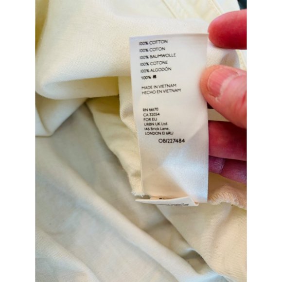 Free People Charlie Denim Button Down Top Dress Ecru Ruffle Trim Size M - Picture 10 of 11